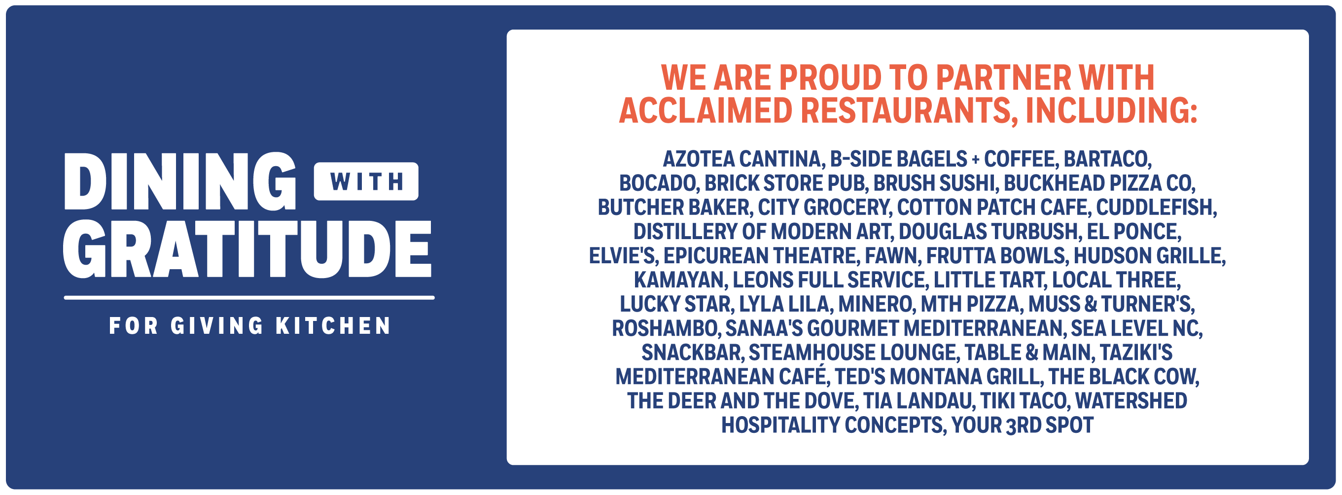 List of restaurants participating in Dining With Gratitude