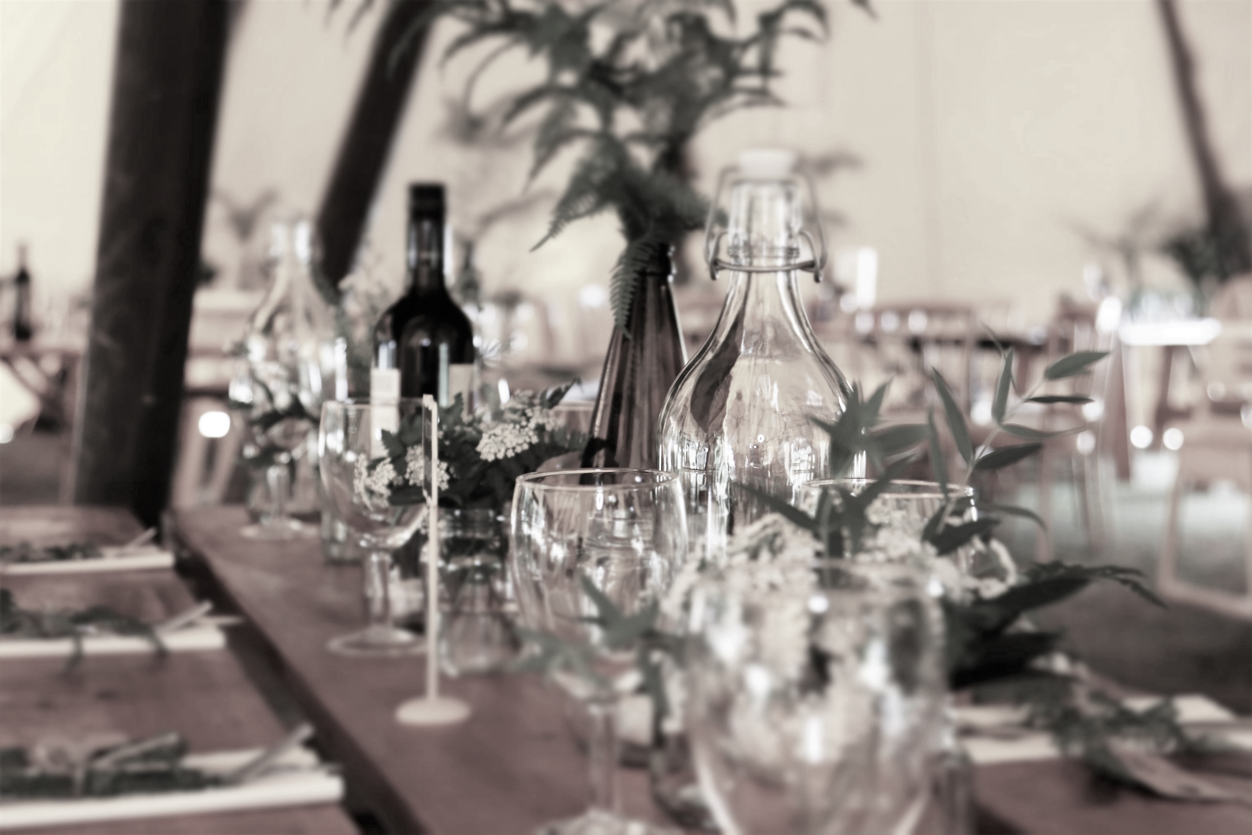 Table set for a formal dinner