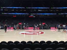View from courtside seats at a Hawks game