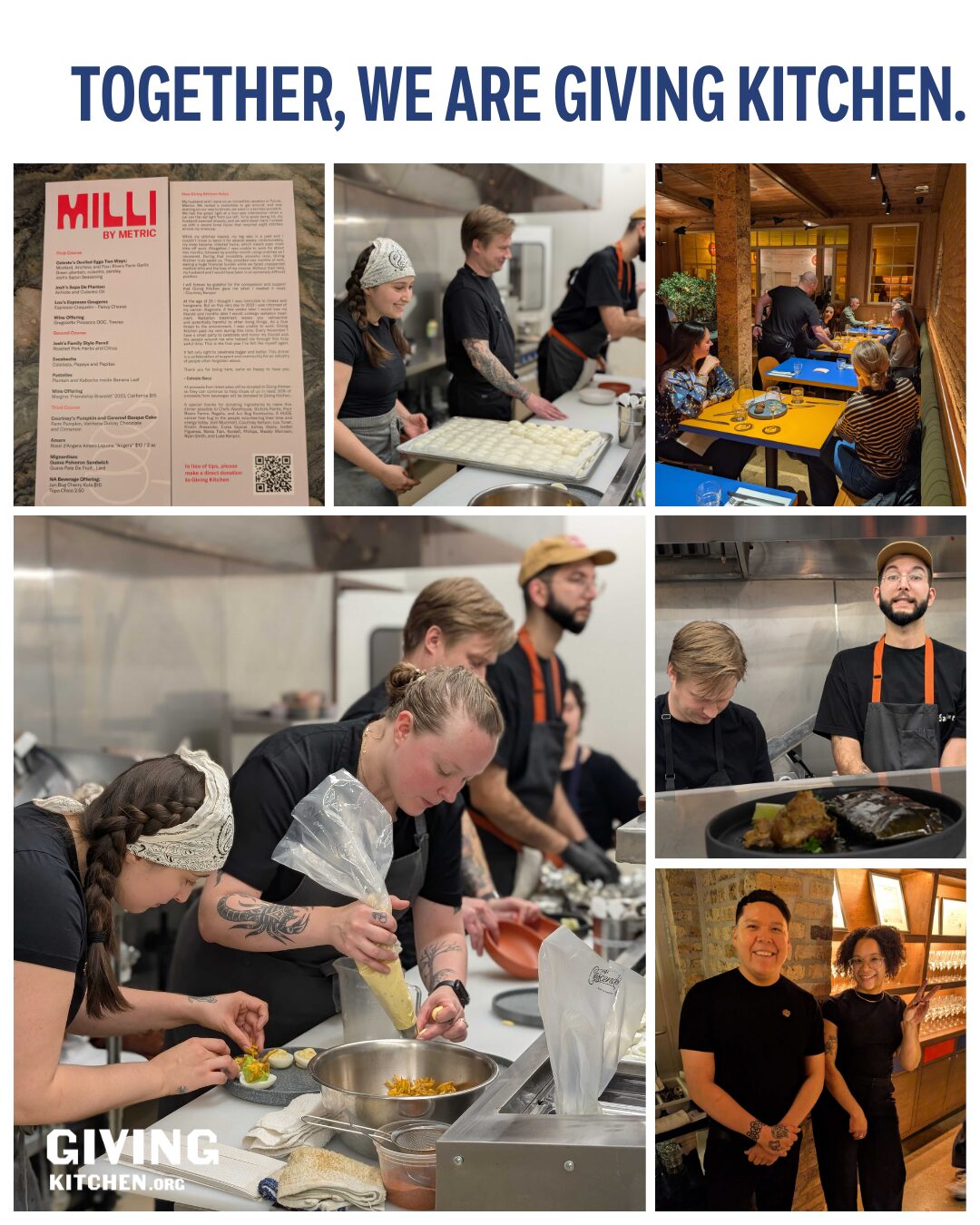collage of food service workers at Giving Kitchen fundraising event in Chicago