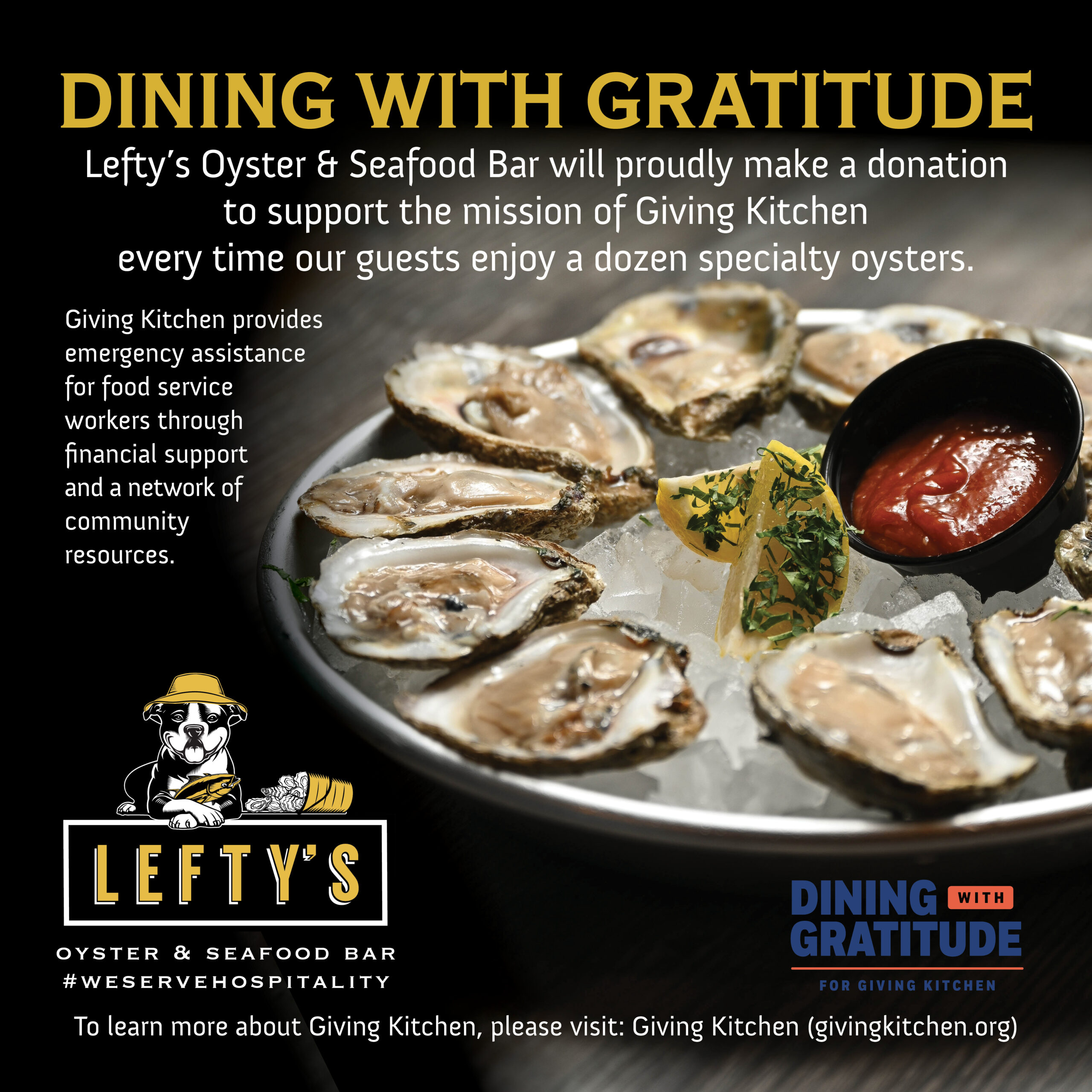 Lefty's Dining With Gratitude campaign with Watershed Hospitality Concepts