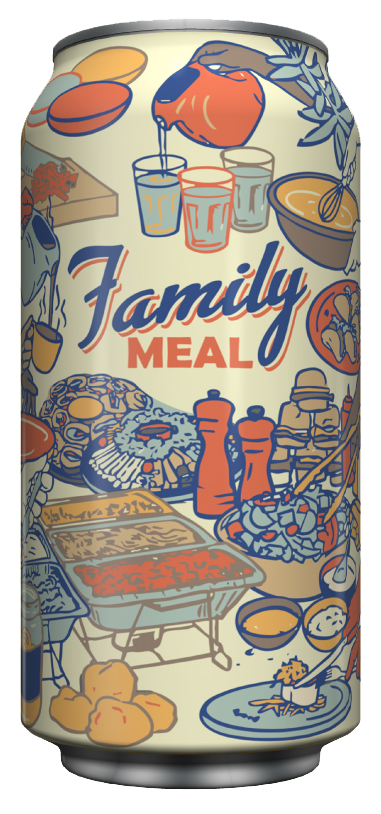 Creature Comforts Beer Co. Family Meal beer can art