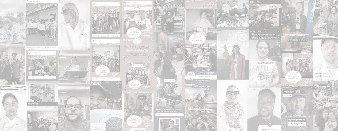 Collage of photos posted on social media for National Food Service Worker Day
