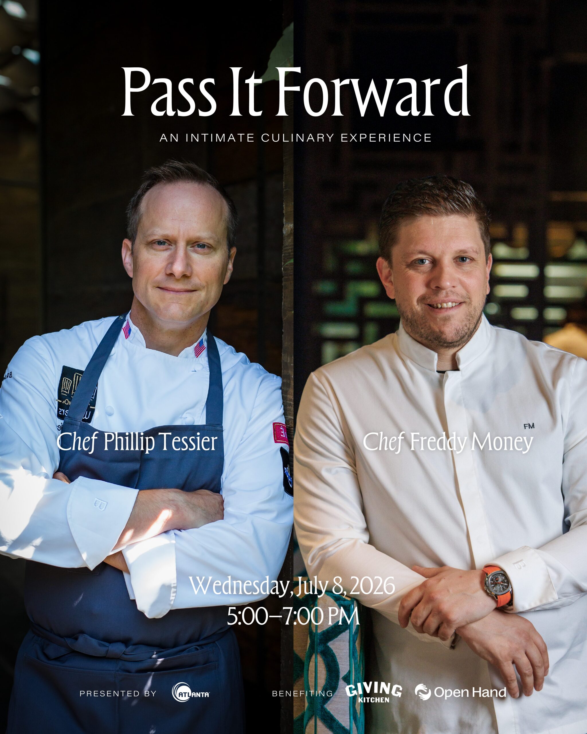 Promotional flyer for Pass It Forward dinner