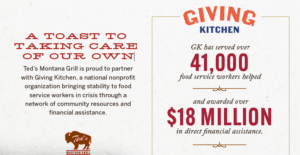“A Toast to Taking Care of Our Own” – Ted’s Montana Grill Gives Back